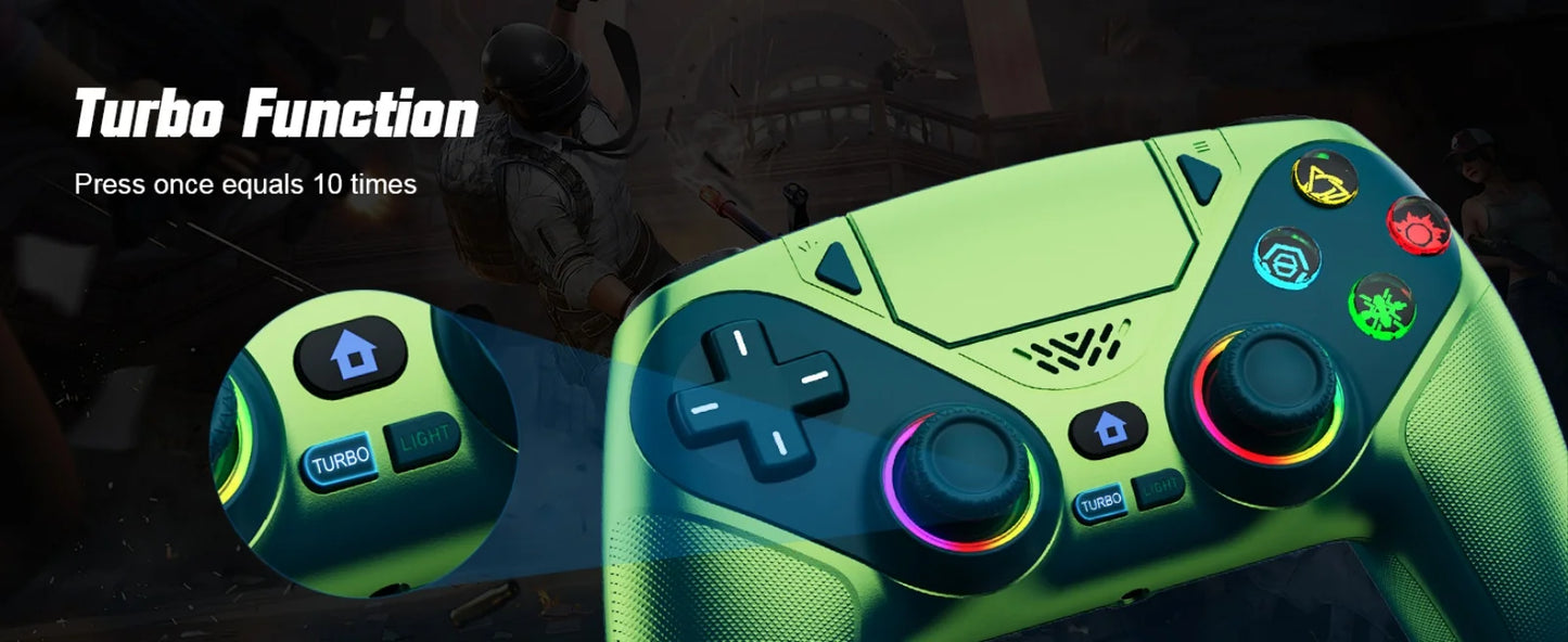 Controller per PS5 Pro/Slim/PC con RGB, Joystick Wireless per Giochi con Funzioni Marco/Turbo, Senza Drift, Effetto Hall, Tasti Posteriori Programmabili