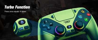 Controller per PS5 Pro/Slim/PC con RGB, Joystick Wireless per Giochi con Funzioni Marco/Turbo, Senza Drift, Effetto Hall, Tasti Posteriori Programmabili