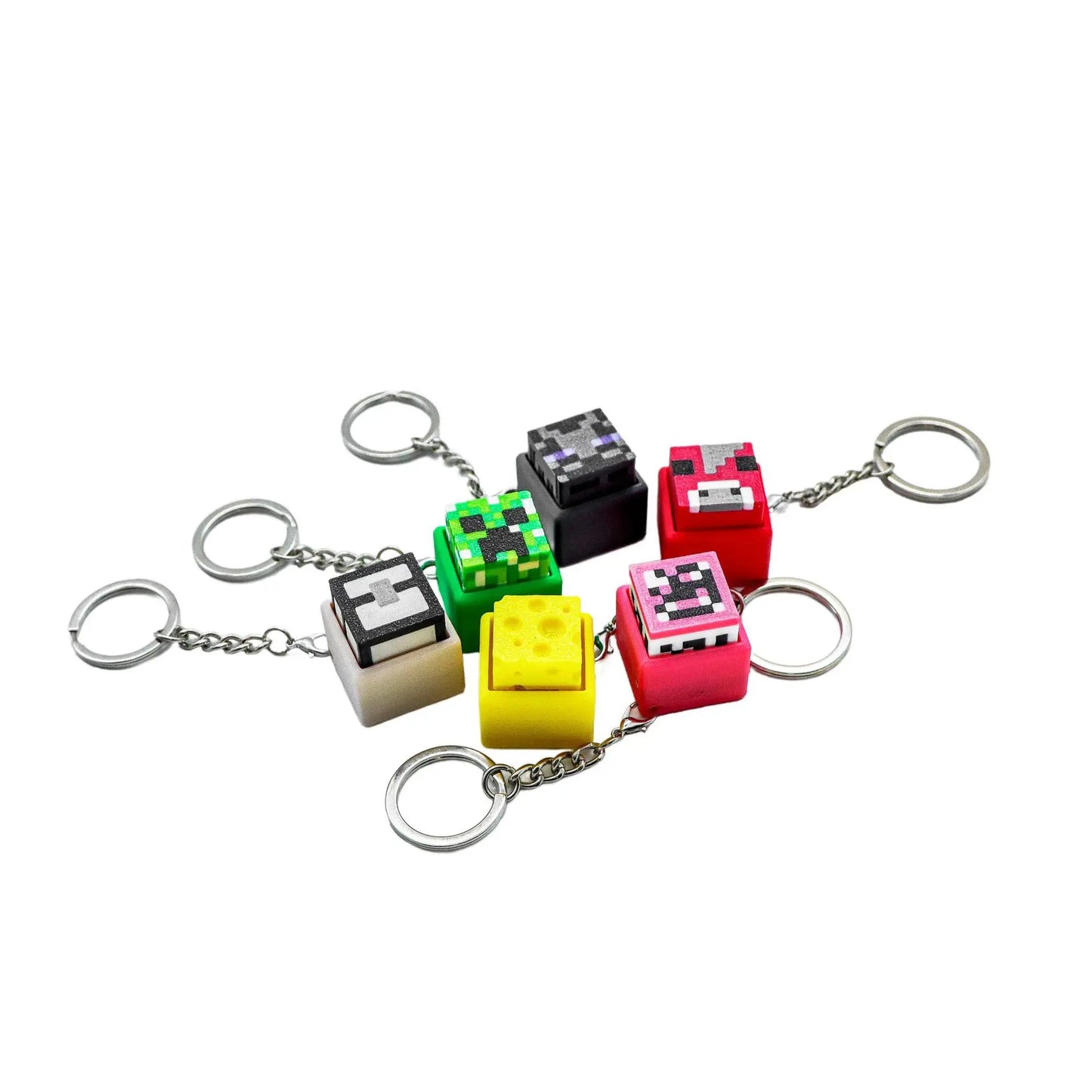 Clicker Antistress Stampato 3D Tema Minecraft Per Tastiere Meccaniche Con Feedback Tattile Portachiavi
