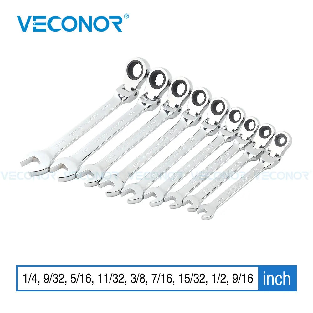 Chiave a cricchetto da 1/4-9/16 pollici di dimensioni imperiali Set di chiavi Chiave a testa flessibile Utensili manuali universali Strumento di riparazione auto