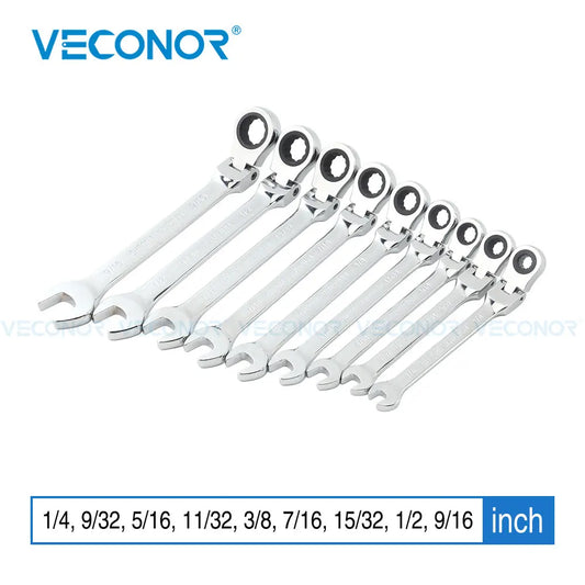Chiave a cricchetto da 1/4-9/16 pollici di dimensioni imperiali Set di chiavi Chiave a testa flessibile Utensili manuali universali Strumento di riparazione auto