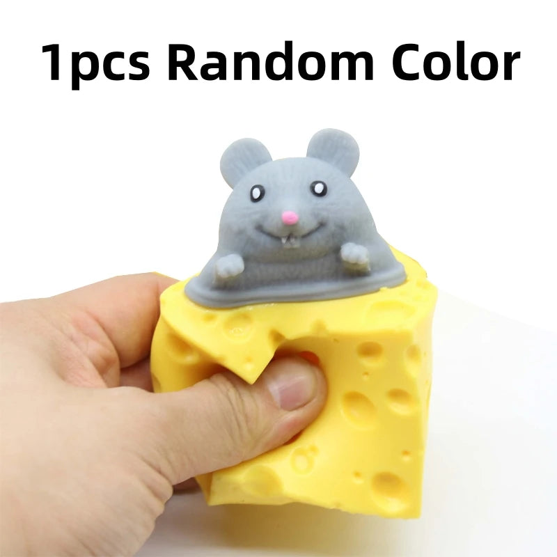 Gioco Antistress Divertente Forma Mouse e Formaggio Spremere Per Rilassarsi Adulti e Bambini