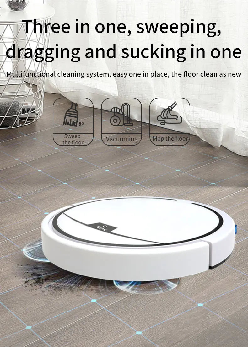 Aspirapolvere Robot Smart 2800 Pa Senza Fili Controllo Remoto Pulisce Pavimenti Asciutti e Bagnati