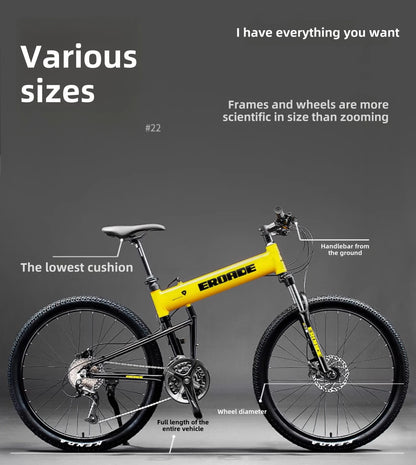 Bici Pieghevole Da Montagna Ultra Leggera Per Adulti Telaio Alluminio 18 Velocità Freno Disco Shimano
