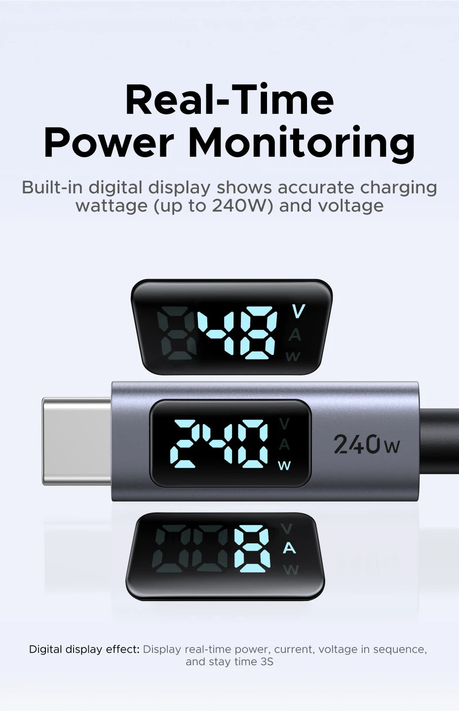 Cavo USB-C PD3.1 240W Ricarica Veloce e Trasferimento Dati, Corpo in Alluminio Nylon Intrecciato