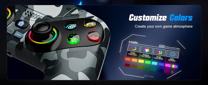 Controller per PS5 Pro/Slim/PC con RGB, Joystick Wireless per Giochi con Funzioni Marco/Turbo, Senza Drift, Effetto Hall, Tasti Posteriori Programmabili