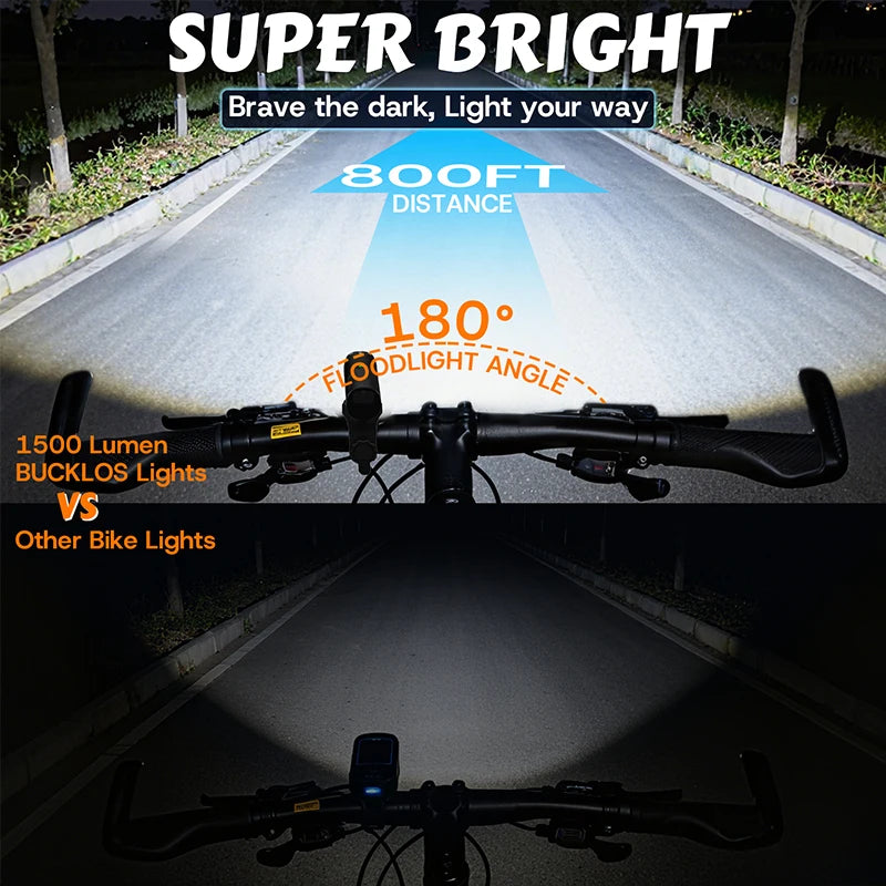 Faro Per Bici Ricaricabile In Alluminio 4500mAh Ip66 Impermeabile 1200 1500 Lumen