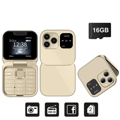 Telefono Cellulare Flip 2G Doppia SIM 1,77 Pollici Batteria 1000 mAh Lettore Video FM Jack Da 3,5 Mm