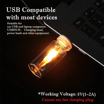 Candela LED USB Tremolante In Vetro Satinato, Luce Notturna Decorativa Per Casa Auto