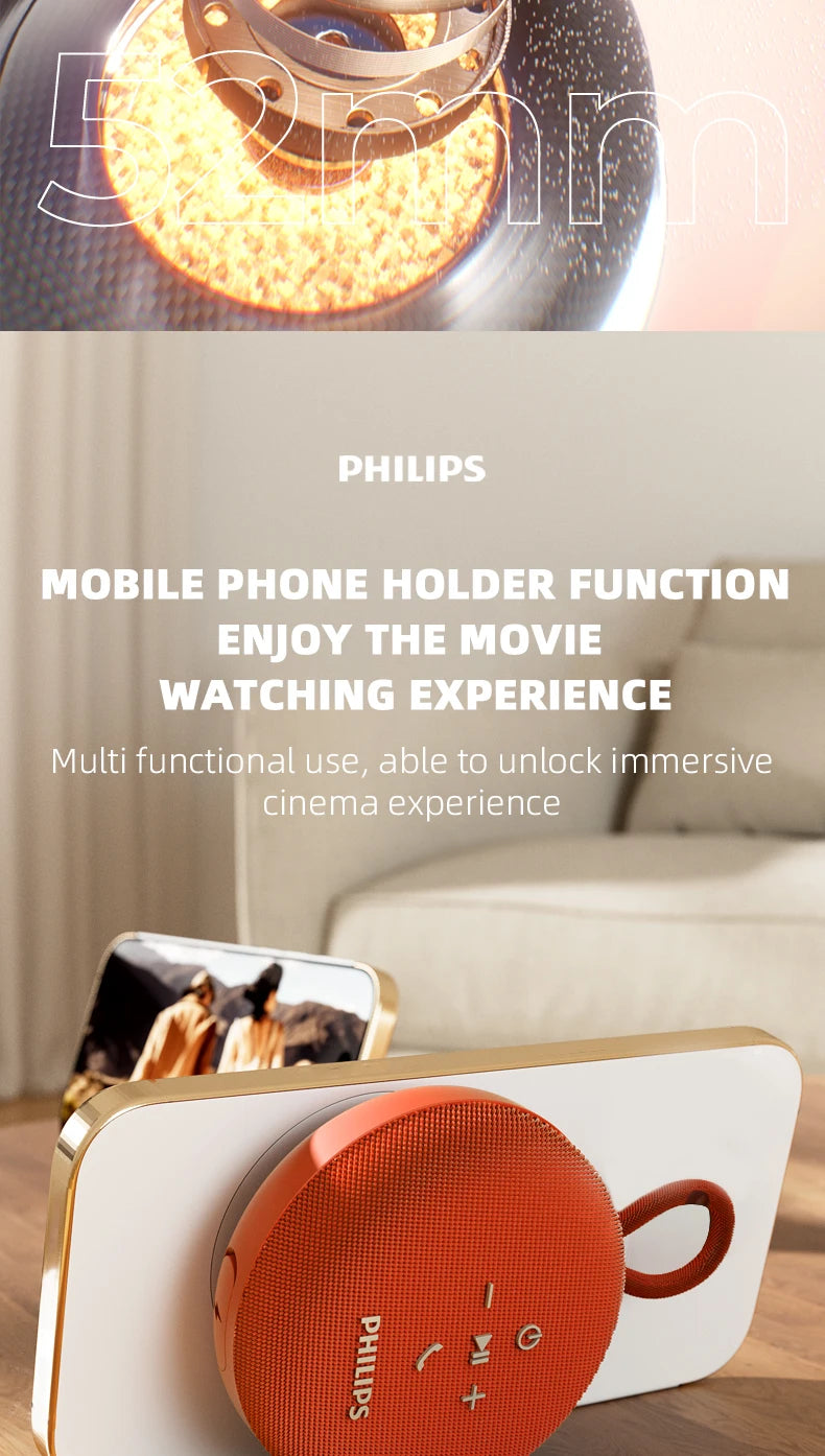 Philips TAS1120 Altoparlante Bluetooth da 800 mAh, cassa audio impermeabile per interni ed esterni con ventosa e cordino, altoparlante portatile per esterni