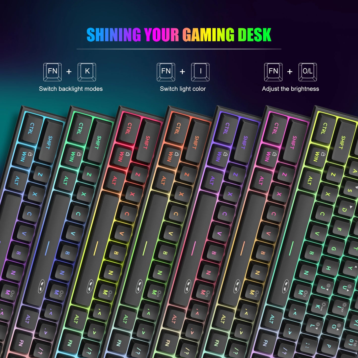 Tastiera Da Gioco MageGee Mini 60 Per Cento Con 61 Tasti Retroilluminata Rgb Ergonomica Impermeabile TS91