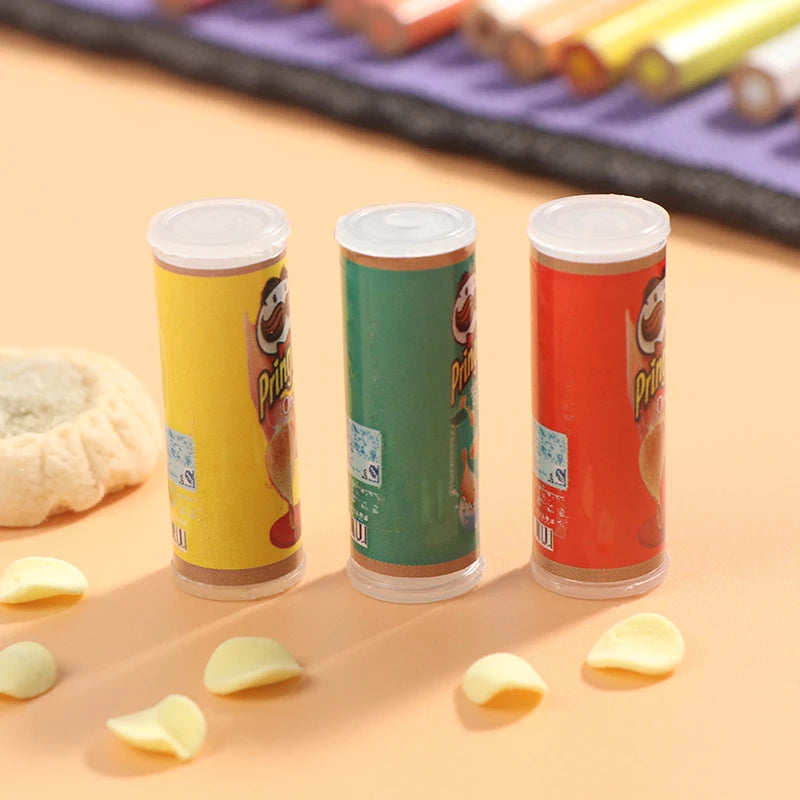 Set Tre Pezzi Patatine In Bottiglia Miniatura Scala Uno Dodici Per Casa Delle Bambole Cibo Giocattolo