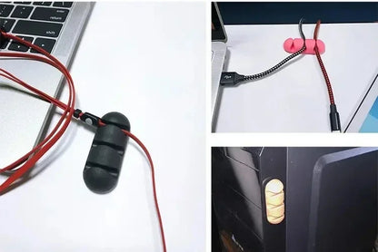 VIKEFON Cavo Cavo Organizzatore di cavi Avvolgicavo USB in silicone Clip di gestione Autoadesive per Mouse Tastiera Auricolare per iPhone