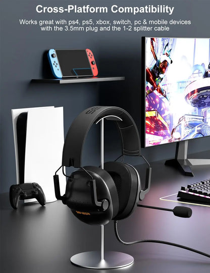 SENZER SG500 Surround Sound Pro Cuffie da gioco con microfono con cancellazione del rumore - Cuffie pieghevoli portatili per PC, PS4, PS5, Xbox