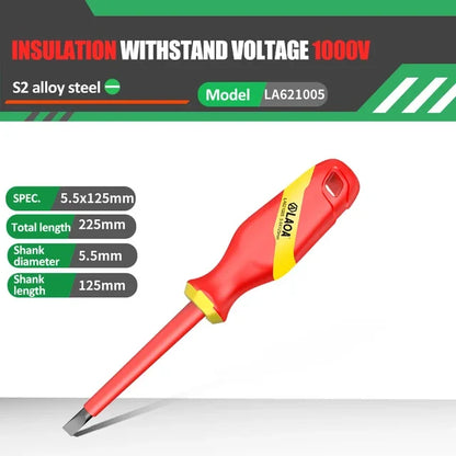 Cacciavite Isolato VDE LaOA Magnetico Impugnatura Ergonomica Testa Piatta e Incrociata 2,5x75-6,5x150