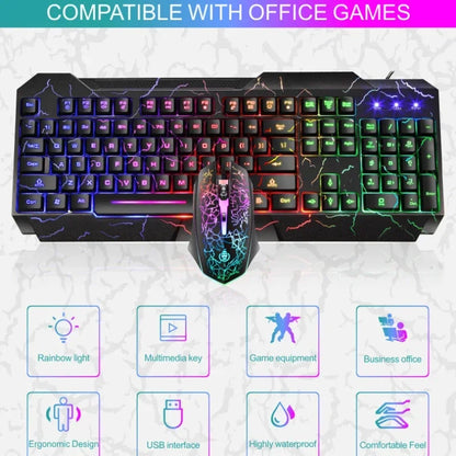 Combo Tastiera Meccanica Da Gaming Cablata Con Led Retroilluminata E Mouse Incluso