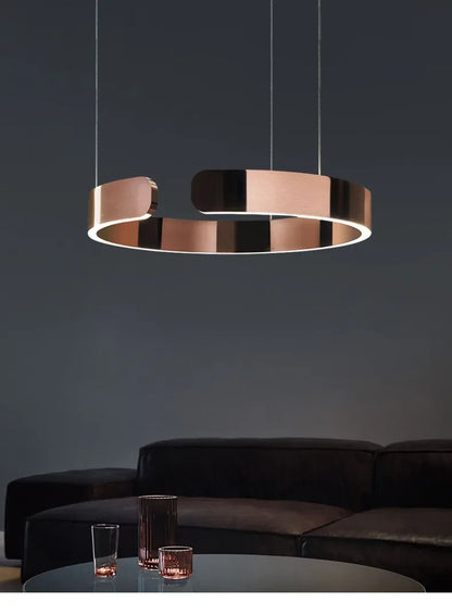 Lampada LED Circolare Sospesa Moderna Oro Rosa Bianco Nero Per Soggiorno E Sala Da Pranzo