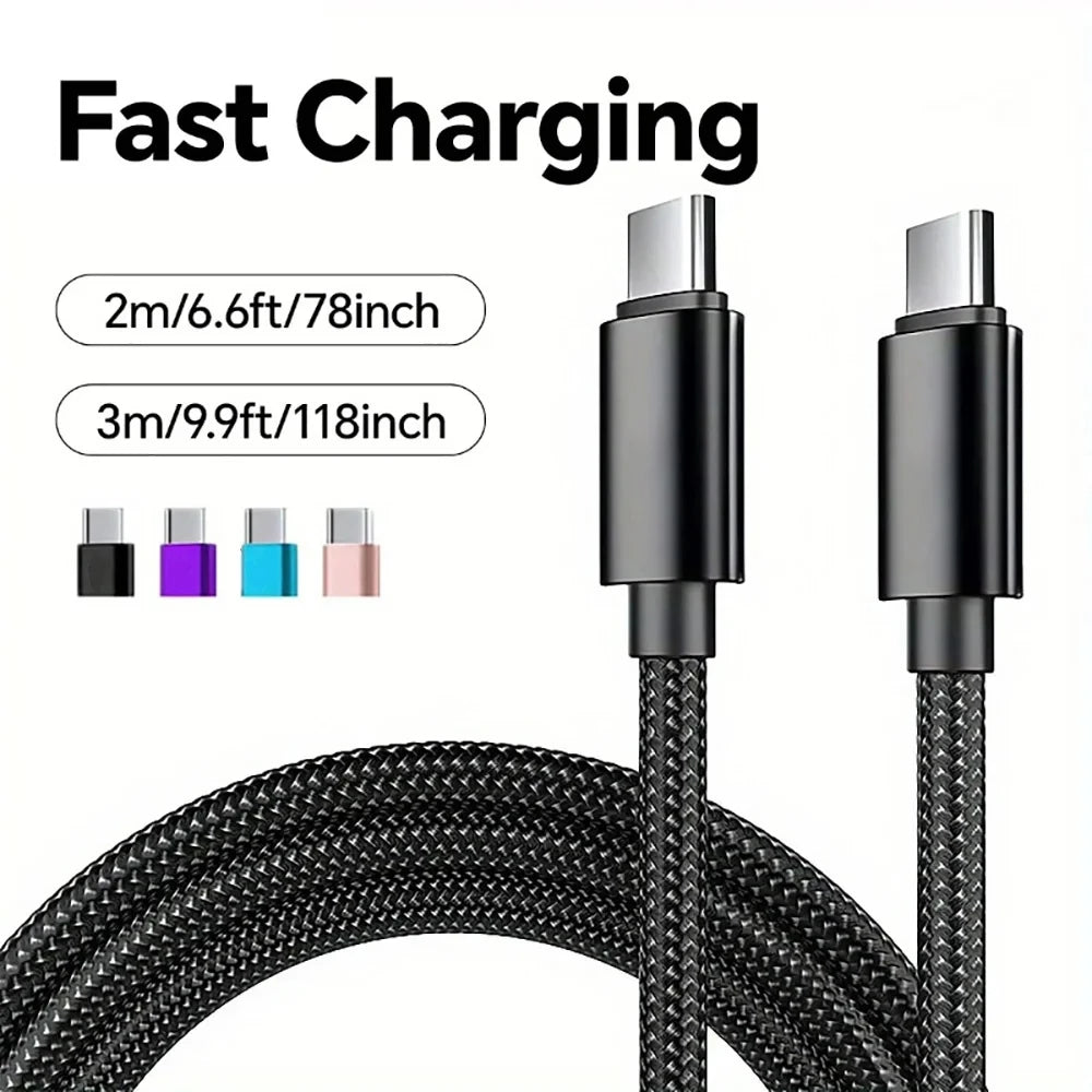 Cavo di ricarica rapida 60W da USB-C a USB-C 1M 2M 3M, cavo dati PD per iPhone 15 16 17 Pro Max, Xiaomi, Samsung, Huawei