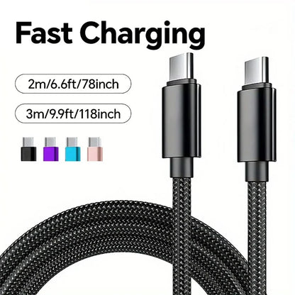Cavo di ricarica rapida 60W da USB-C a USB-C 1M 2M 3M, cavo dati PD per iPhone 15 16 17 Pro Max, Xiaomi, Samsung, Huawei