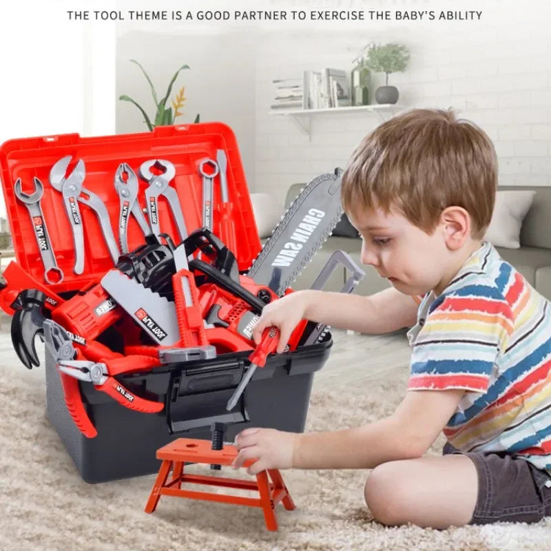 Set di Attrezzi Giocattolo per Bambini, Strumenti di Ingegneria Simulati con Trapano, Regalo Educativo per Giochi di Ruolo per Ragazzi