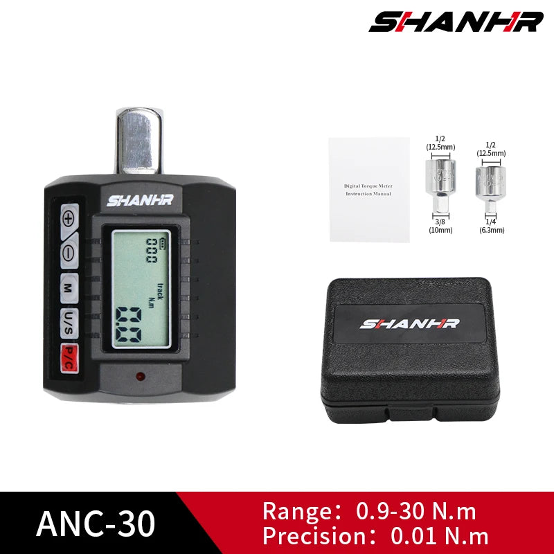 SHANHR Adattatore di coppia digitale da 1/2'', 1/2" 1/4 3/8, set di 3 pezzi di coppia regolabile con set di chiavi dinamometriche adattatore per bici
