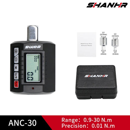 SHANHR Adattatore di coppia digitale da 1/2'', 1/2" 1/4 3/8, set di 3 pezzi di coppia regolabile con set di chiavi dinamometriche adattatore per bici