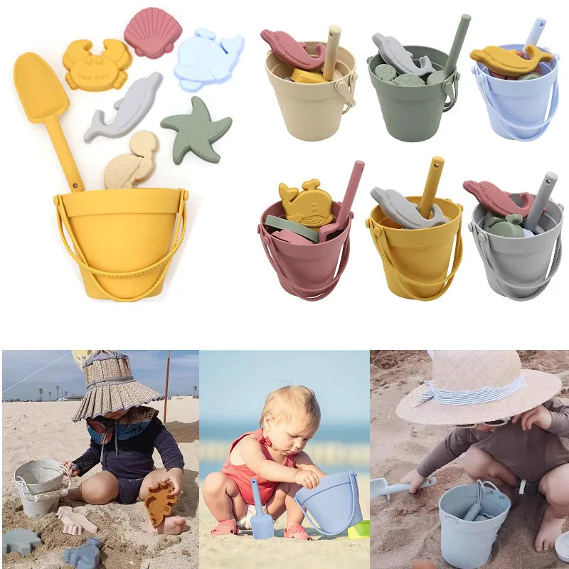 Set Giocattoli Da Spiaggia Per Bambini 8 Pezzi In Silicone Morbido Per Sabbia E Acqua