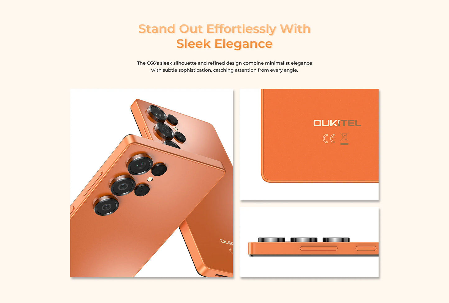 Smartphone OUKITEL C66 Android 16, Telefono 6.73” HD+ 24GB(8+16)+256GB, 5150mAh Dual 4G NFC, 120Hz, Fotocamera Principale 64MP