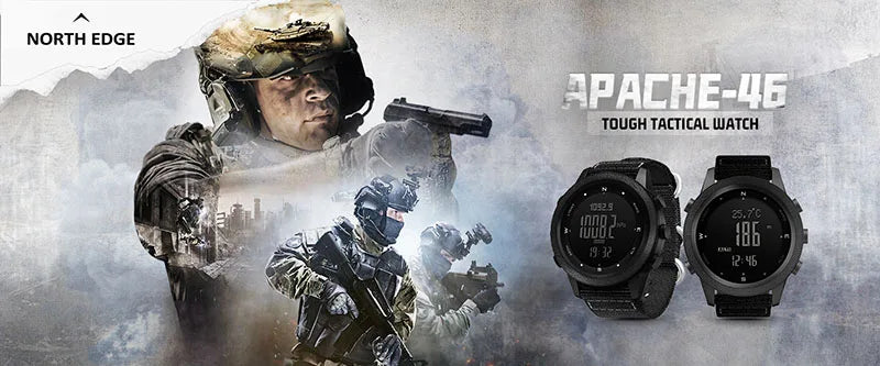 NORTH EDGE Sport da uomo Orologio digitale Ore Corsa Nuoto Esercito militare Orologi Altimetro Barometro Bussola impermeabile 50 m