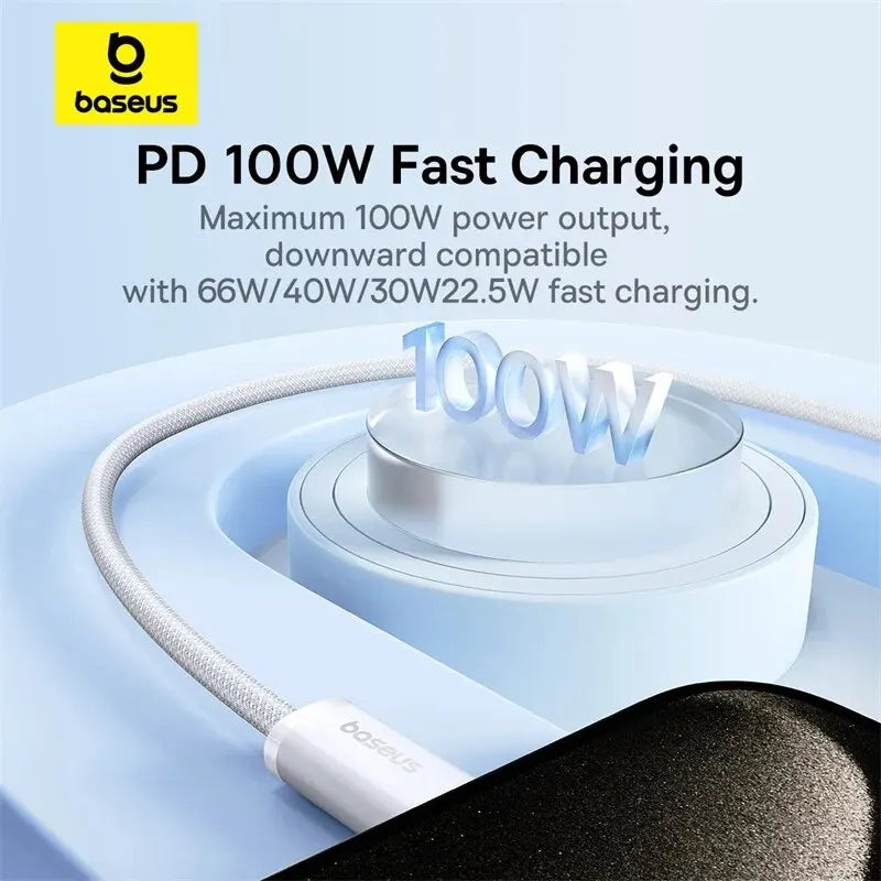 Baseus Cavo Usb C A Usb C 100 W Ricarica Veloce Treccia Alta Qualità Compatibile Con Iphone Macbook Ipad Samsung