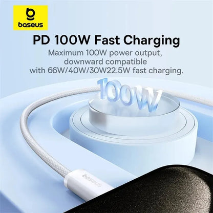Baseus Cavo Usb C A Usb C 100 W Ricarica Veloce Treccia Alta Qualità Compatibile Con Iphone Macbook Ipad Samsung