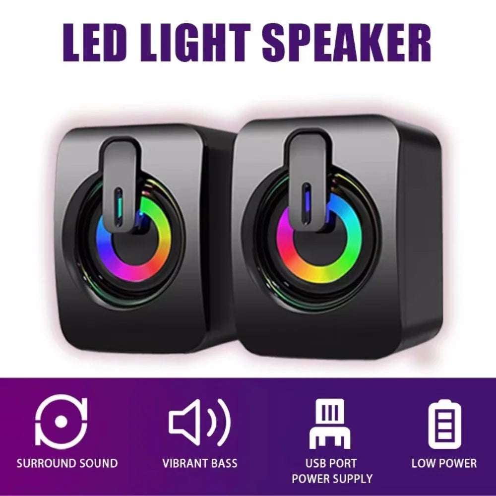 Altoparlanti per Computer, Sound Box PC HIFI Stereo con Microfono e Luce LED per Desktop, Altoparlanti RGB per Gaming con Audio Surround