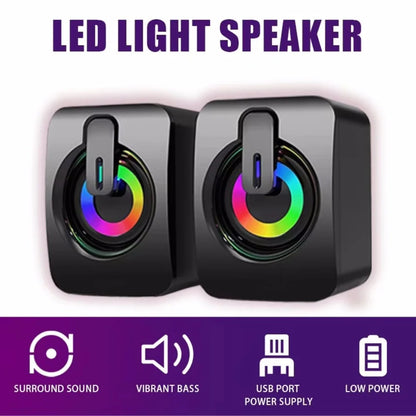 Altoparlanti per Computer, Sound Box PC HIFI Stereo con Microfono e Luce LED per Desktop, Altoparlanti RGB per Gaming con Audio Surround