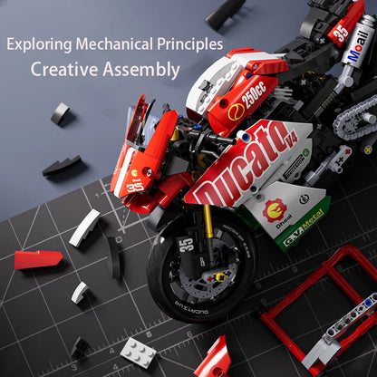 Set Blocchi Moto V4s Racing Con Supporto Esposizione Gioco STEM Per Adulti E Bambini Regalo Unisex