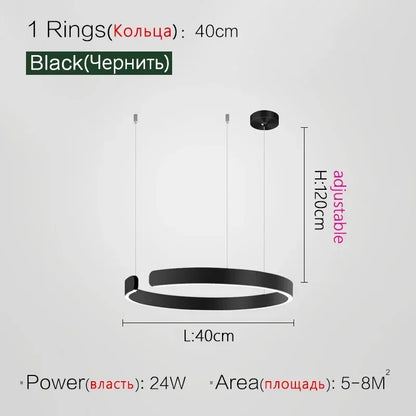 Lampada LED Circolare Sospesa Moderna Oro Rosa Bianco Nero Per Soggiorno E Sala Da Pranzo