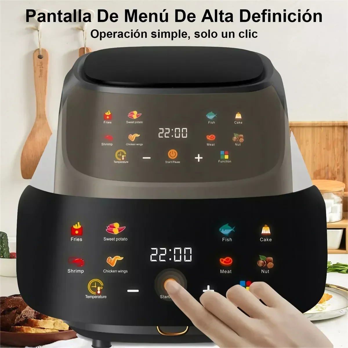 Friggitrice Ad Aria Da 1400W 8L Programmabile E Intelligente Con Touch Led Per Patatine E Pollo