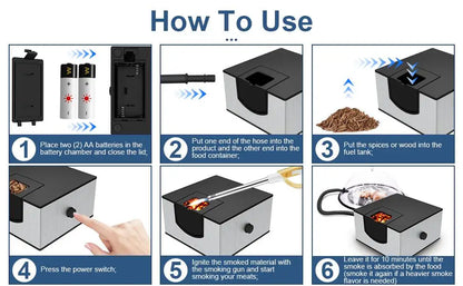 Fumatore Portatile Per Cocktail E Whisky Pistola Freddo Infusore Fumo Capacità 0,5 Litri Per Cucina Interni Ed Esterni