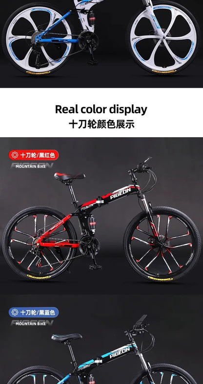 Bicicletta Pieghevole Da Montagna Per Adulti Con Freni A Disco Fuoristrada Unisex Velocità Variabile