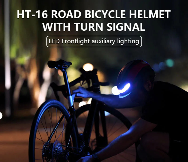 Casco Da Bicicletta Horntour HT-16 Con Luci Led Frontali e Posteriori Segnali Leggero Certificato CE