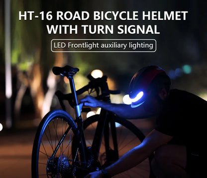 Casco Da Bicicletta Horntour HT-16 Con Luci Led Frontali e Posteriori Segnali Leggero Certificato CE