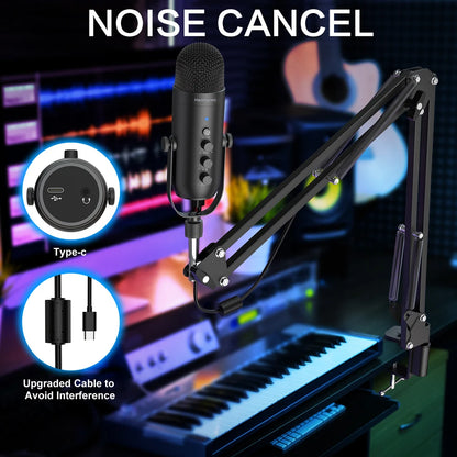 Microfono Usb Cardioide Professionale Per Streaming E Podcast Con Braccio Per Registrazione YouTube