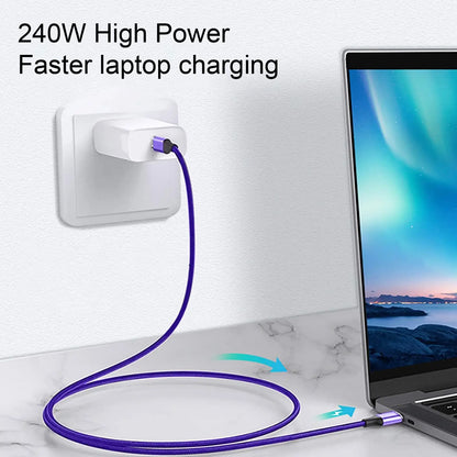 Cavo Usb C A Usb C Ricarica Veloce 240W 6A Compatibile Con iPhone 15 Pro Max Samsung S24 S23 S22 Xiaomi MacBook