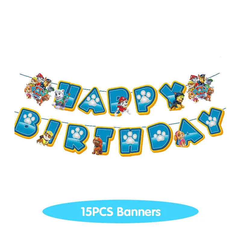 NUOVO Paw Patrol Compleanno Forniture Bomboniere Buon Compleanno Paw Patrol Kit di decorazioni per feste Piatto a palloncino Tazza Borsa regalo Adesivo per bambini