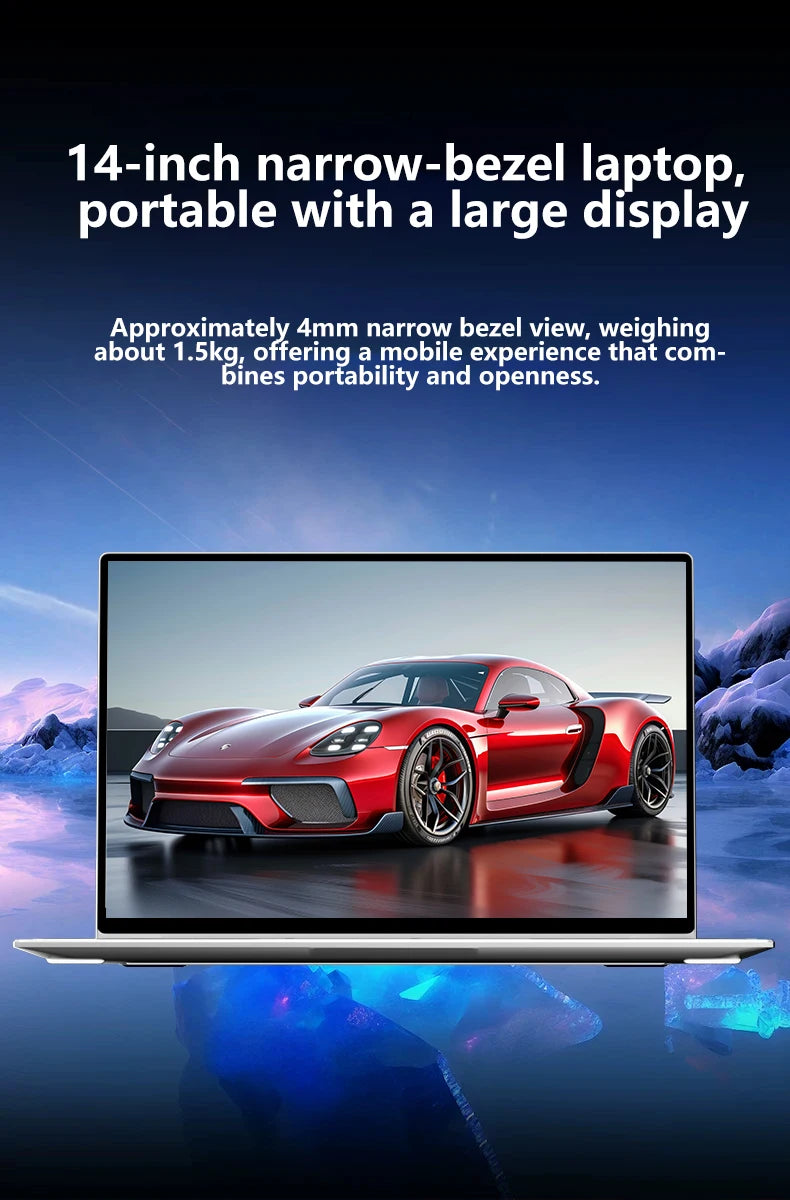 NAIWO 2026 Laptop Ultra Sottile 14.1" Windows 11, 16GB 2TB SSD, Notebook da Gaming Intel 4405U, Display 1920*1080, Computer per Ufficio e Studio