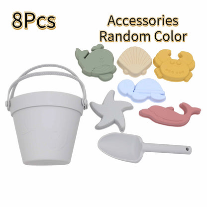 Set Giocattoli Da Spiaggia Per Bambini 8 Pezzi In Silicone Morbido Per Sabbia E Acqua