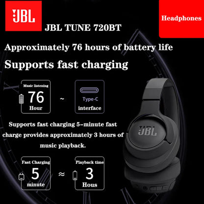 JBL TUNE 720BT Cuffie stile over-ear wireless Bluetooth originali autentiche Connessione multipunto pieghevole per musica sportiva