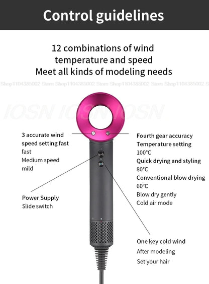 Accessorio Professionale Senza Lame per Asciugacapelli Dyson, Ioni Negativi, Asciugatura Rapida, Potente, per Casa, con Funzione Anti-Crespo, Elettrico