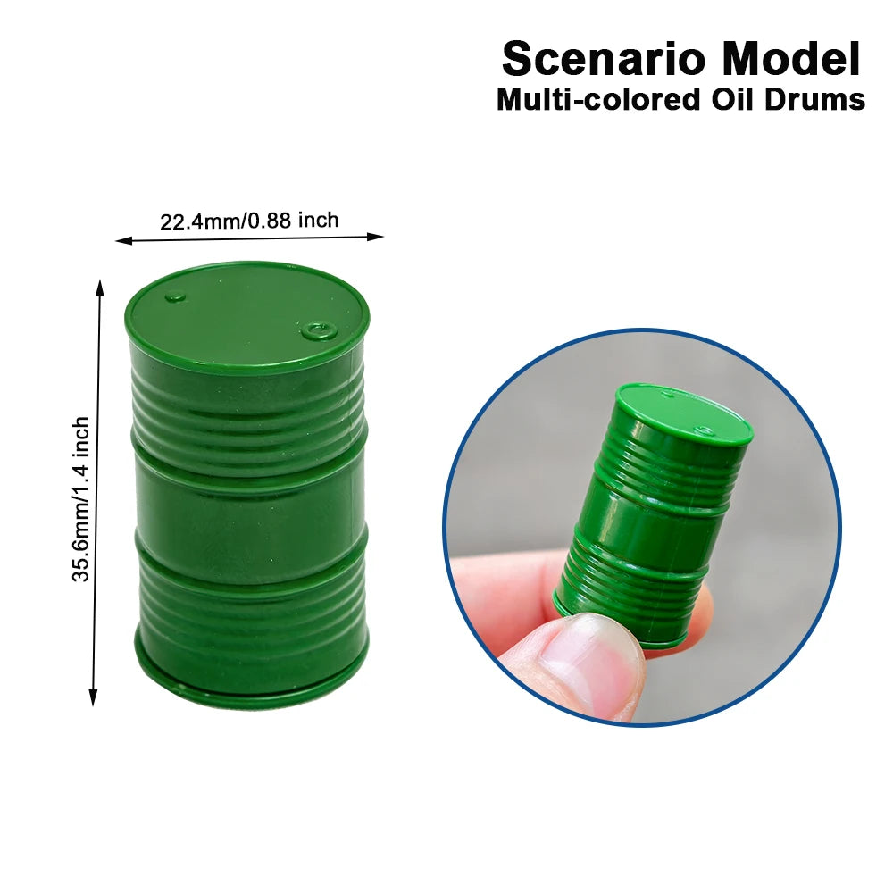 Set da 4 Contenitori in Miniatura Tamburo Dell'Olio in Resina per Diorama Camion e Scrivania