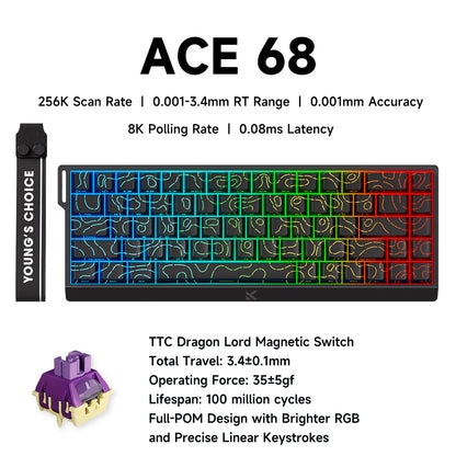 Mchose Ace 68 Tastiera Meccanica Con Interruttore Hall Magnetico Trigger Rapido Programmabile RGB 8K Hz