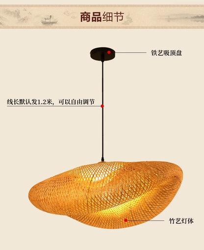 Lampada A Sospensione In Bambù E Rattan Intrecciato Lavorata A Mano Arredo Interni Caldo Per Sala Da Pranzo